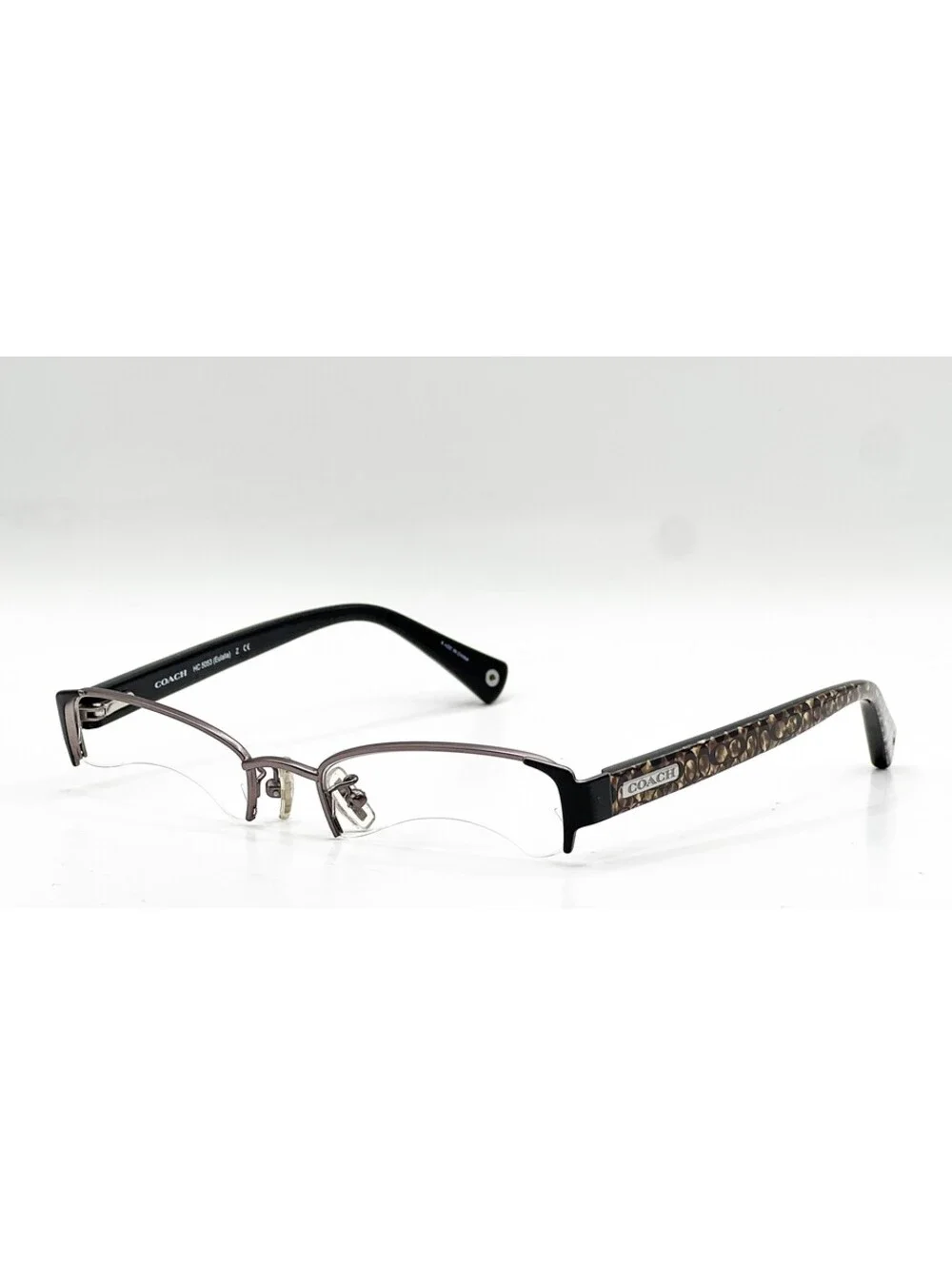 Coach HC 5053 9181 Satin Gunmetal Beige Ocelot Eyeglass Frames 50-18-140